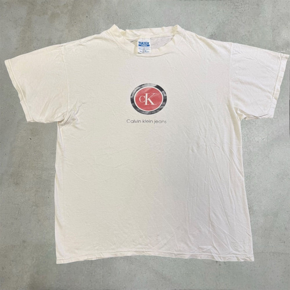Vintage 90s Calvin Klein Jeans T Shirt Mens Large White CK Logo Graphic Tee